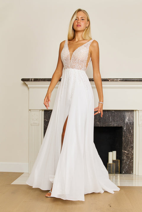 Long Formal Off White Evening Dress