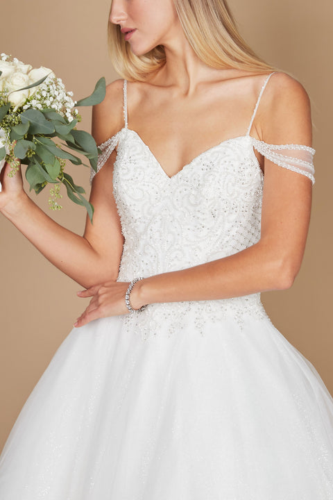 Plus Size Long Off Shoulder Wedding Gown