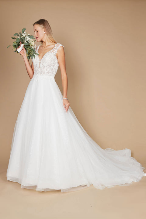 Simple Long Spaghetti Strap Wedding Dress