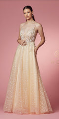 Nox Anabel -NXE1002 Sheer Illusion Top Nude Prom Dress
