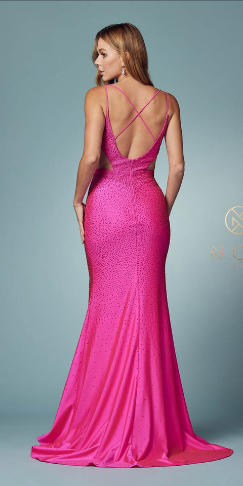 Nox Anabel -NXE1003 Beaded Cutout Prom Dress