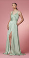 Sleeveless long fit and flare prom dress designed by Nox Anabel E1020