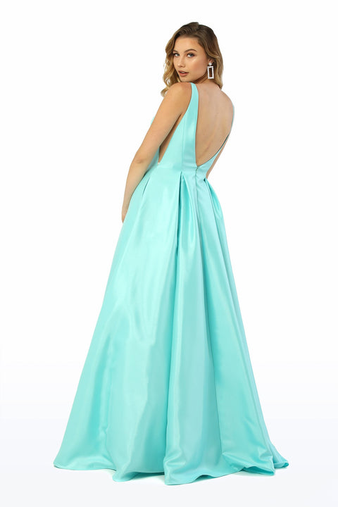 Long V-Neck Prom Dress with Pockets_E156 by Nox Anabel