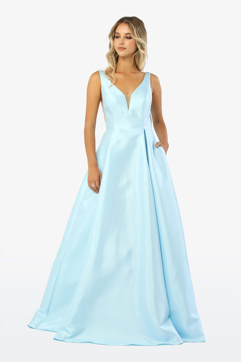 Long V-Neck Prom Dress with Pockets_E156 by Nox Anabel