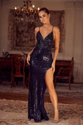 Nox Anabel - E452 Elegant Sequence Sleek Prom Dress