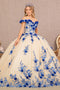 Off Shoulder 3D Floral Ball Gown by Elizabeth K GL3105