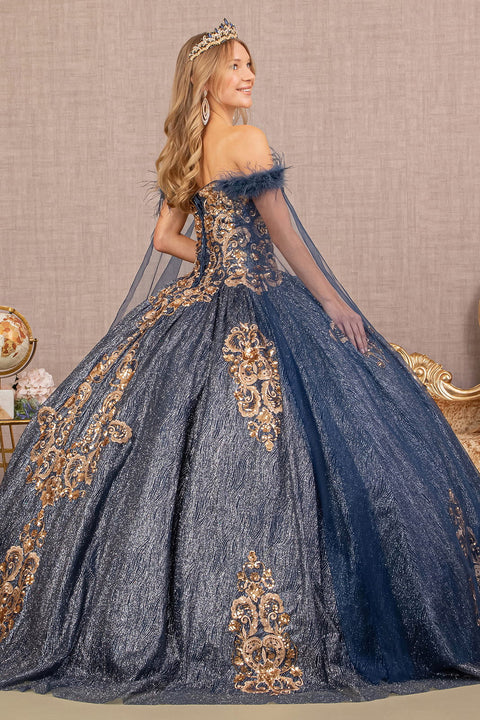 Off Shoulder Metallic Ball Gown by Elizabeth K GL3107