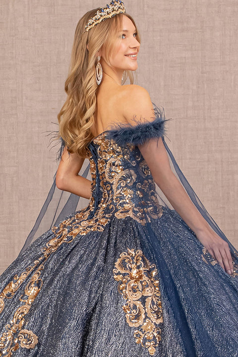 Off Shoulder Metallic Ball Gown by Elizabeth K GL3107