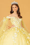 Butterfly Cape Sleeve Ball Gown in 3D by Elizabeth K GL3111