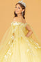 Butterfly Cape Sleeve Ball Gown in 3D by Elizabeth K GL3111