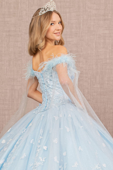Off Shoulder Butterfly Print  Ball Gown by Elizabeth K GL3166