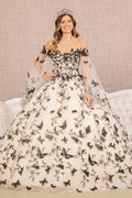 Ball Gown with 3D Butterfly Off Shoulder by Elizabeth K GL3167