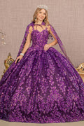 Glittery Sleeveless Cape Ball Gown by Elizabeth K GL3170