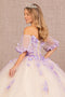 Puff Sleeve Ball Gown with 3D Floral  by Elizabeth K GL3172