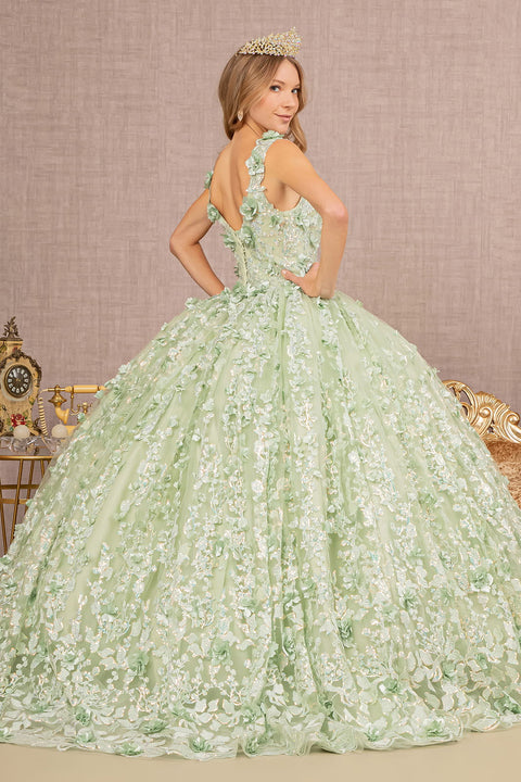 Sleeveless Ball Gown with 3D Floral by Elizabeth K GL3173