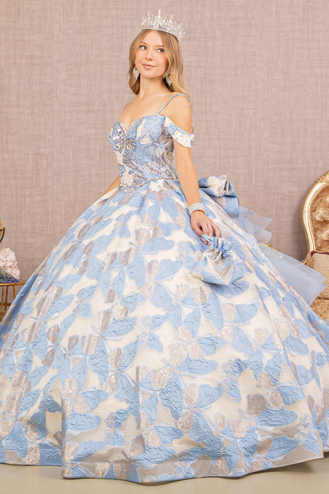 Ruffled Ball Gown with Butterfly Print  by Elizabeth K GL3174