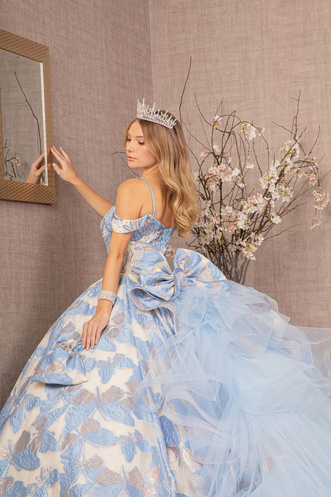 Ruffled Ball Gown with Butterfly Print  by Elizabeth K GL3174