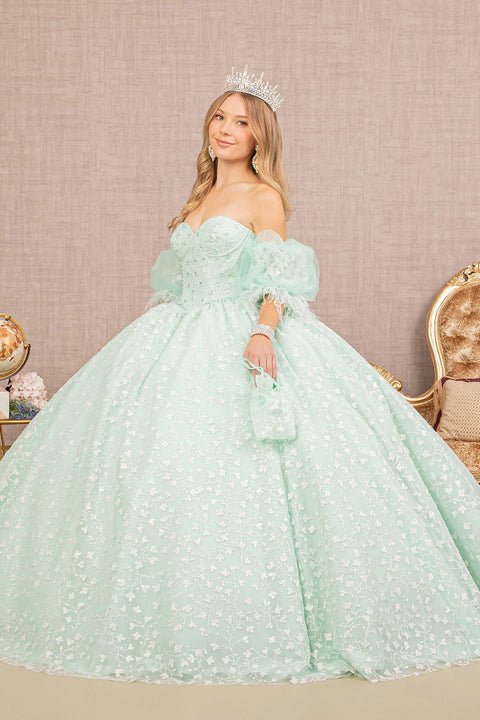 Sweetheart Glitter Print Ball Gown by Elizabeth K GL3176