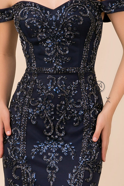 Off Shoulder Long Lace Beaded Dress_H294 by Nox Anabel