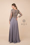 Nox Anabel H529 3/4th Sleeve Chiffon Gown with Floor Length Skirt