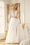 Long Lace Sleeve A-Line Wedding Gown with Slit by Nox Anabel JE911