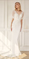 Long Fitted Wedding Gown with Illusion Sleeves by Nox Anabel JE927