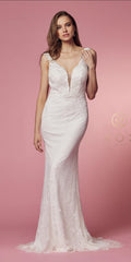 Long Fitted Sheath Lace Formal Gown by Nox Anabel JS923