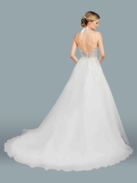 Long Spaghetti Strap Wedding Gown