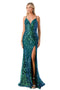 Coya L2692: Fitted Gown with Glitter Print and Stylish Lace-Up Back