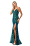 Coya L2692: Fitted Gown with Glitter Print and Stylish Lace-Up Back