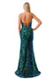 Coya L2692: Fitted Gown with Glitter Print and Stylish Lace-Up Back