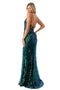 Coya L2692: Fitted Gown with Glitter Print and Stylish Lace-Up Back