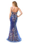 Coya L2692: Fitted Gown with Glitter Print and Stylish Lace-Up Back