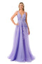 Coya L2780A: Deep V-Neck Gown with Exquisite Floral Applique