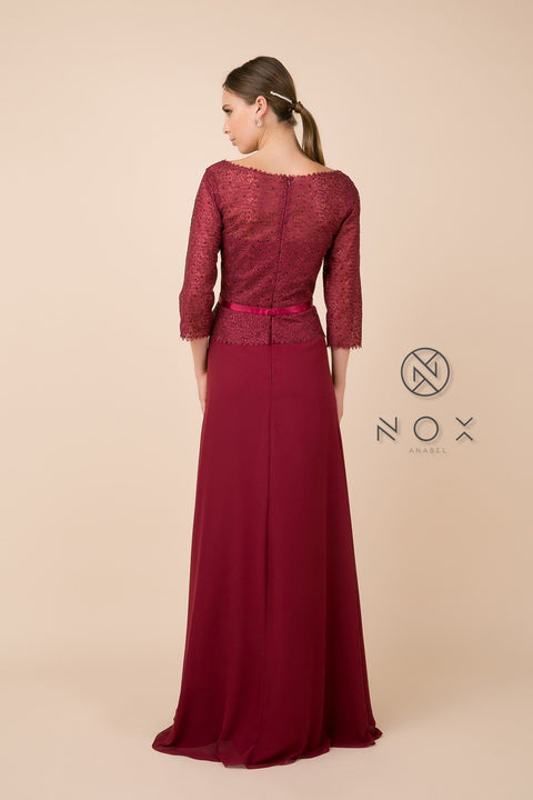 Nox Anabel M520 3/4 Sleeve Long Lace Round Neck MOB Dress