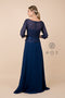 Nox Anabel M520 3/4 Sleeve Long Lace Round Neck MOB Dress