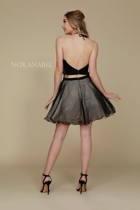 Two-Piece Side Lace-Up with Spaghetti Strap Cross Back Prom Dress M659 by Nox Anabel