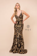 Sequin Embellished Plunging Neck Prom Dress_P417 by Nox Anabel