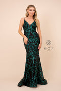 Sequin Embellished Plunging Neck Prom Dress_P417 by Nox Anabel