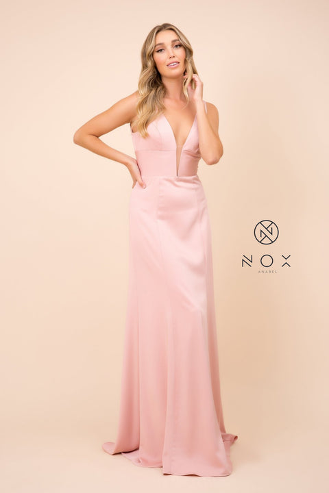 Elegant Plunging V-Neck Sheath Dress Q010 by Nox Anabel