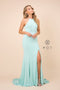 Gorgeous High Halter Georgette Mermaid Gown with Slit Q131 by Nox Anabel