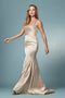Nox Anabel R1026-Cowl V-neck Line Satin Prom Dress.