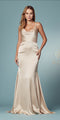 Nox Anabel R1026-Cowl V-neck Line Satin Prom Dress.