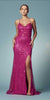 Nox Anabel R1031 Elegant  Sequins Prom Dress  with Slit and Spaghetti Straps