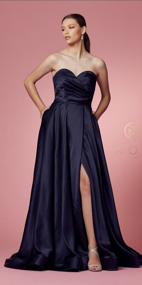 Strapless long Pocket Prom Dress by Nox Anabel R1036