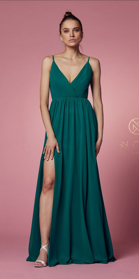 Long A-Line Chiffon Formal Dress by Nox Anabel R275