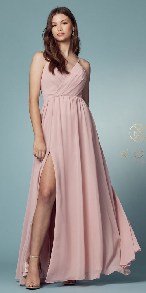 Long A-Line Chiffon Formal Dress by Nox Anabel R275