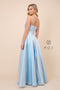 A-Line Plunging Neck Floor Length Peacock Light Blue Gown_R347 by Nox Anabel