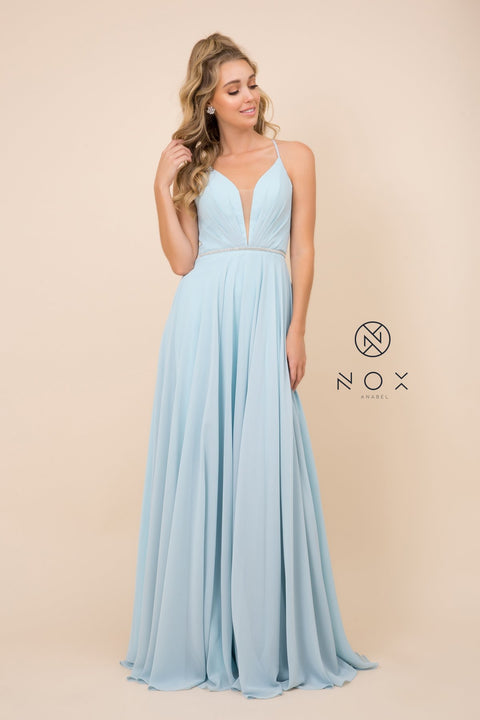 V-Neck Long Chiffon Bridesmaid Dress_R416 by Nox Anabel