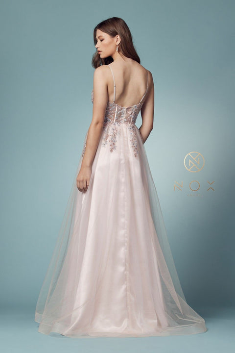 NOX ANABEL S1015 FLORAL  CORSET STYLE PROM EVENING GOWN
